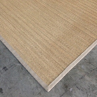 Herringbone Seagrass Rug with 2 inch Lilydale Linen Border:- Available in 3 Sizes